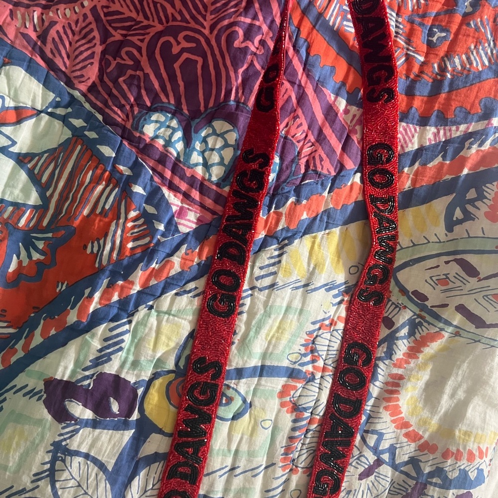 Red GODAWGS beaded purse strap